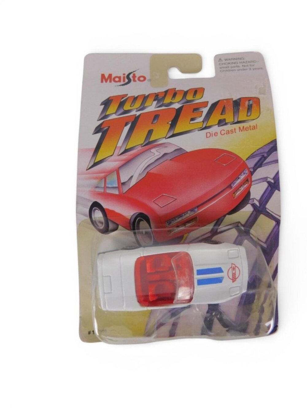 Maisto Turbo Tread Diecast White Car Unopened Box Vintage 1994 Toy Boys & Girls